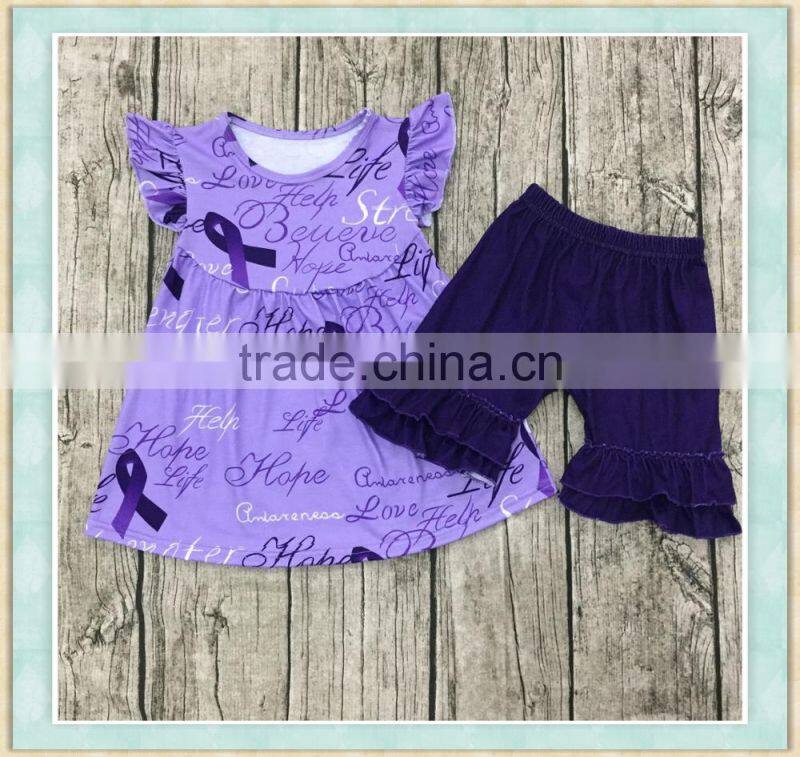 fall boutique girl clothing short sleeve white big pumpikin embroidery match ruffle pant wholesale baby clothes