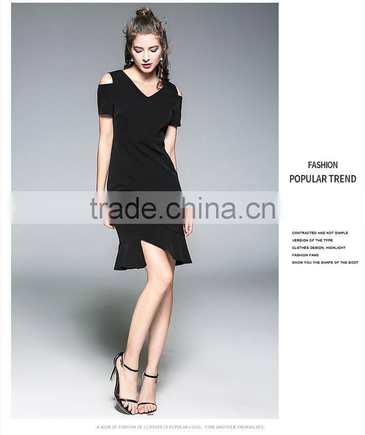 Dressing sexy for women party specital occasion round-color black solid color Fishtail dresses