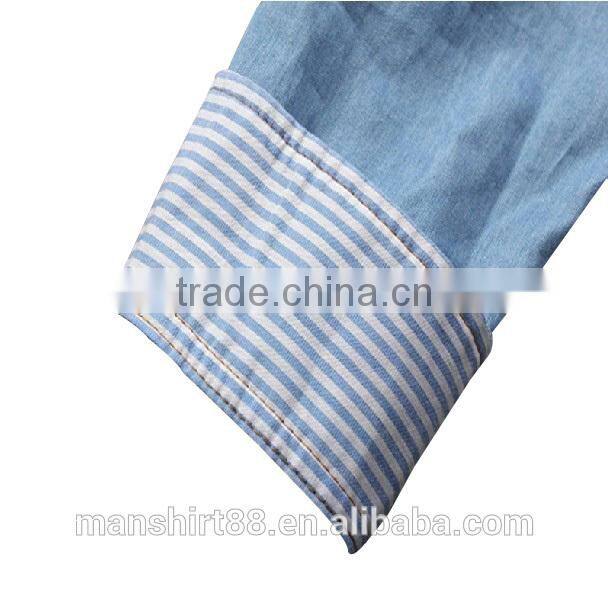 2016 new style men shirts mens light blue denim shirt