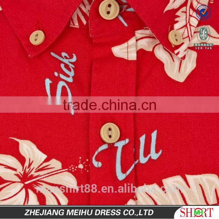 2017 short sleeve print hawaiian shirt for men