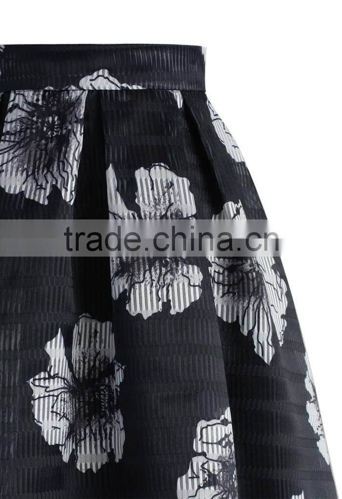 2016 Guangzhou Shandao Hot Selling Summer New Arrivals Casual Knee Length Ruffle A Line Printed Models Girls Skirts