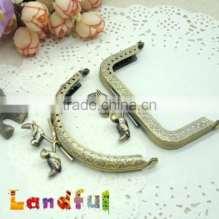 85mm 3.35inch Antique Brass Two Birds Kiss Lock Metal Handbag Purse Frame