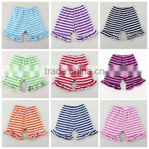 Boutique Double Ruffle Pants Childrens Chevron Pants wholesale Summer Cotton knit ruffle pants for girls