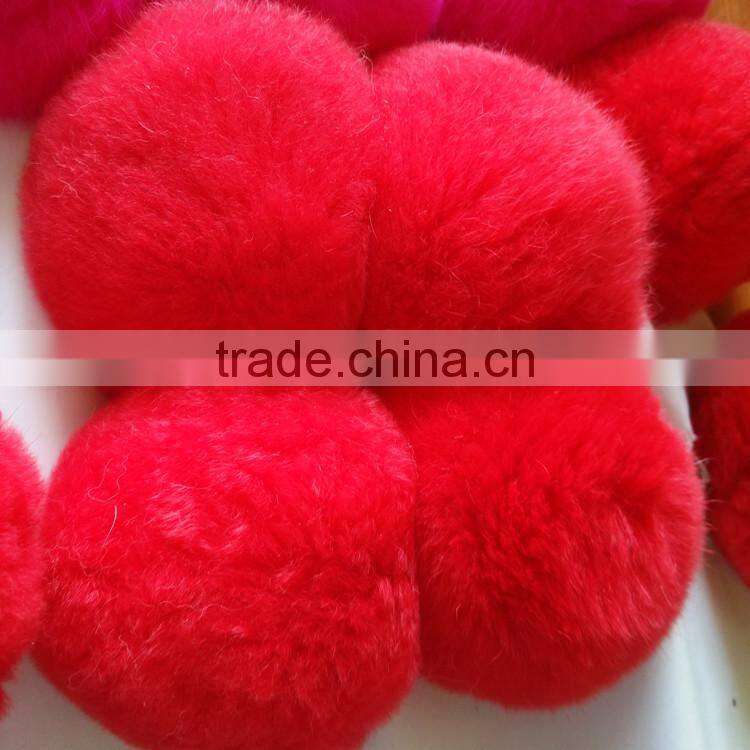 SJ748-01 2016 New Design Pom Pom Fur Balls Genuine 8cm Real Rabbit Colorful Fur Ball Pom