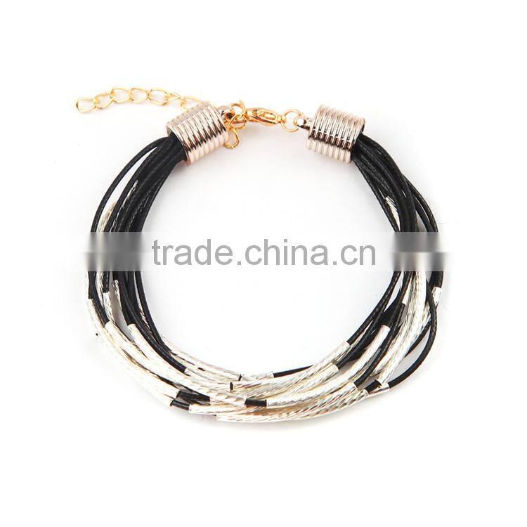 2015 fashion metal bracelet with wax line 4