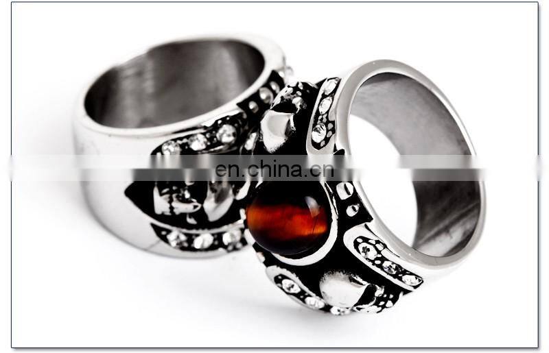 Fashion Onyx Stone Men Silver Titanium Ring