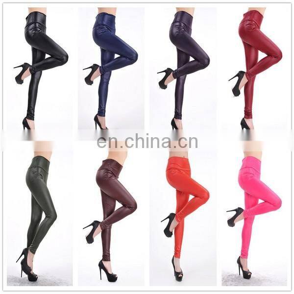 2016 Spring New Style Multi Colors Elastic Leather Leggings IN STOCK