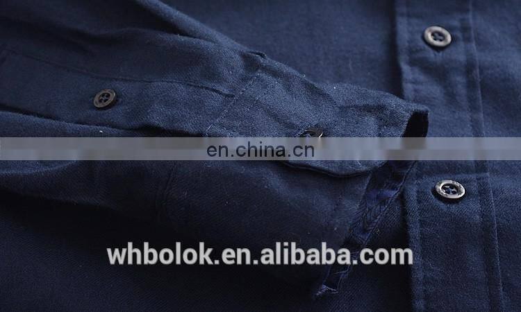 Men's custom slim fit shirt yarn dyed 100% cotton dark blue men shirt
