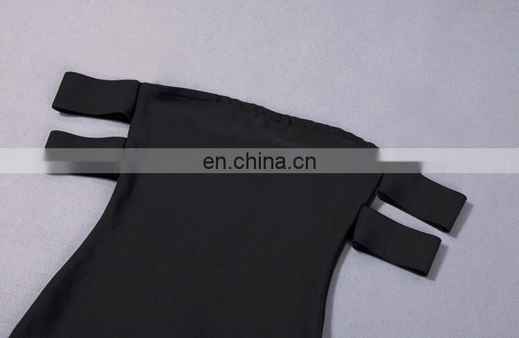 Amigo 2017 new designer sex black off-shoulder double sleeve jigh slit bandage dress long evening dresses for women party wear