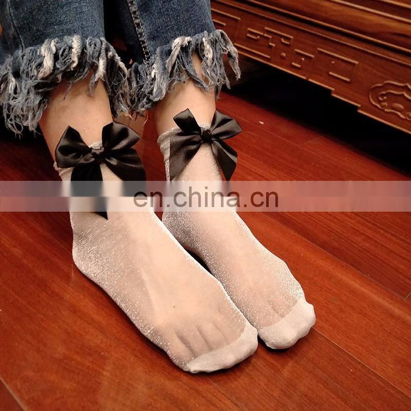 Summer women short breathable bow sock yiwu factory