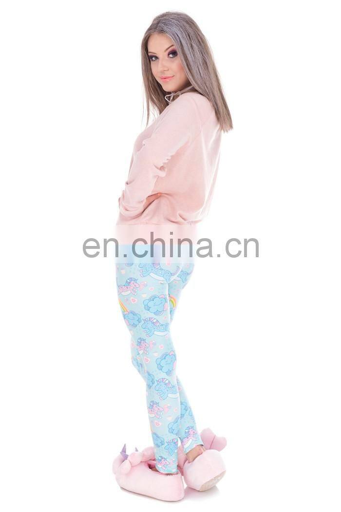 Unicorn clouds printed girls elastic workout stylish hot cheap pants jogging tight girl fabric fashion leggings for woman