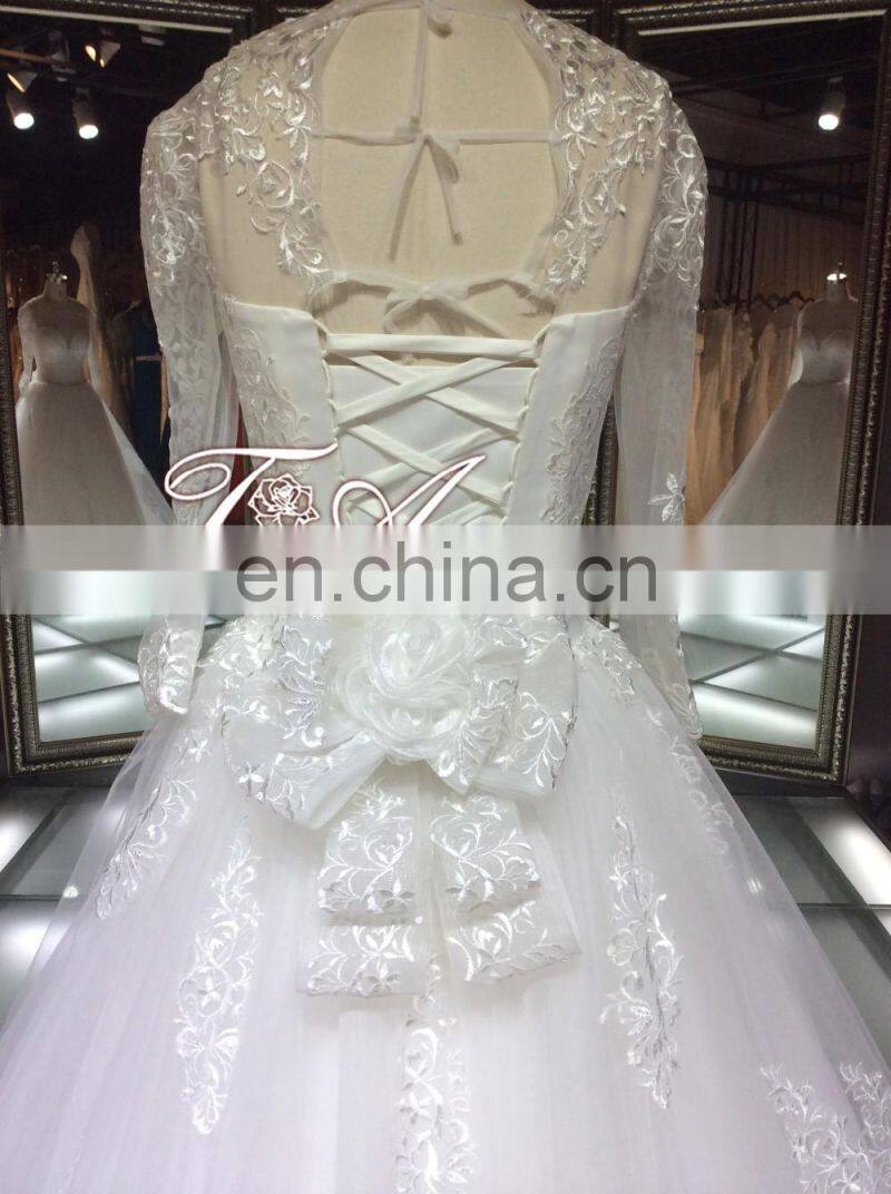1A023 Arabia Style Appliqued Lace Wedding Gown Decoration Sweetheart A-Ling Big Ball Wedding Dress 2016