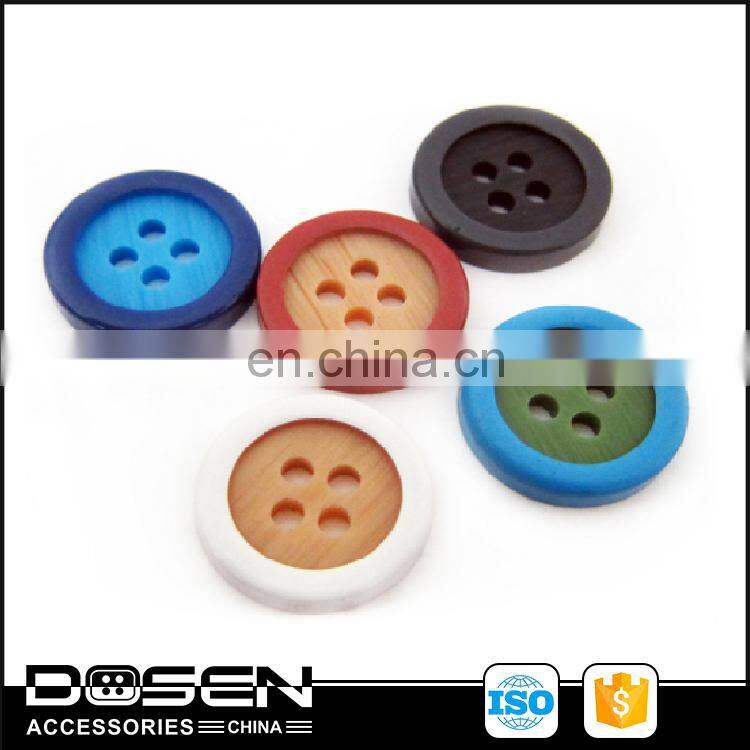 Colorful Dipped Shape Wooden Pattern Four Holes Button Garment Shirt Sewing Button Eyes Button For Coat Blazers Dress Kids Wear
