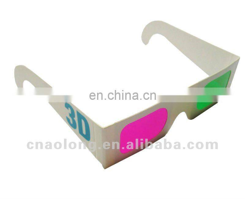 standard size custom logo printing white frame paper 3d movie glasses