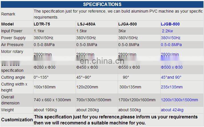 Aluminum 90angle head cutting saw machine single head for sale