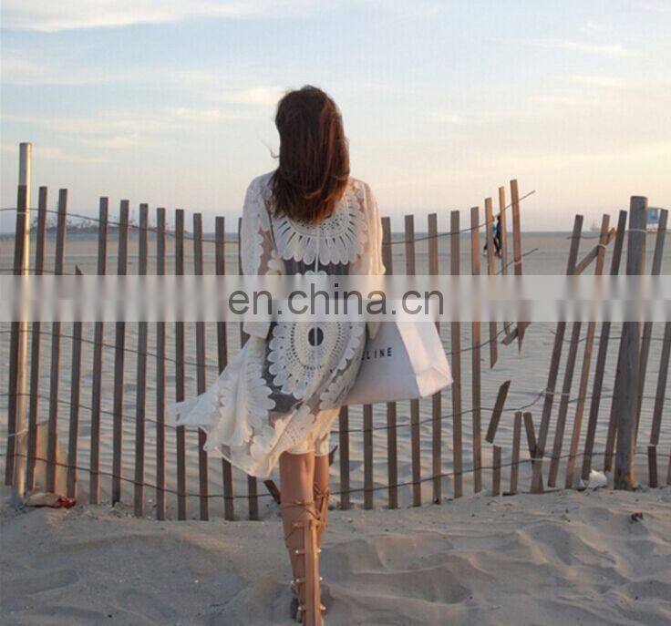 New 2019 Pareos Beach Cover Up Floral Embroidery Swim suit Cover Up Women Robe De Plage Beach Cardigan Bathing Suit Cover Ups