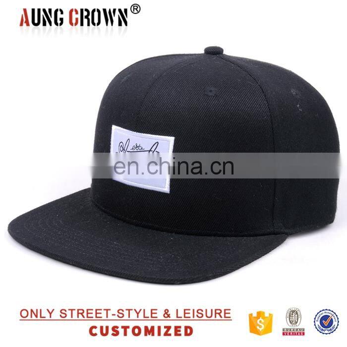 Custom blank woven label cap snap back hat