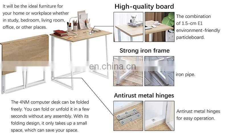 Folding No-Assembly Small Computer Desk Home Office Desk Foldable Table Study Writing Desk Workstation for Small Space