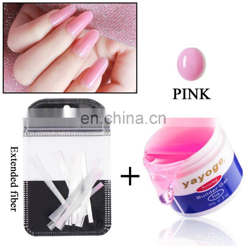 Fiberglass Extension nail gel kit with builder gel set fiber glass uv gel with base coat and top coat in stock