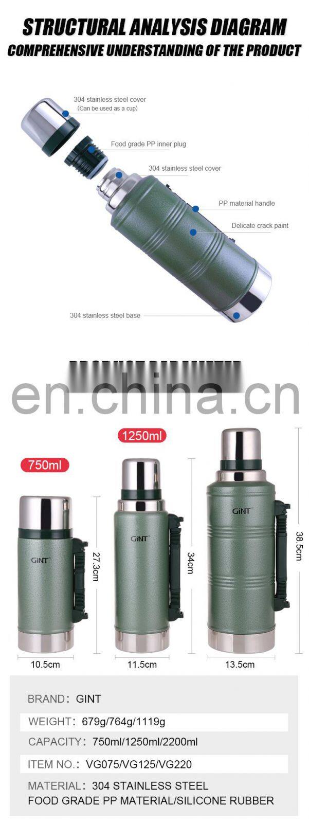 adults sport WITH LID OUTDOOR AMERICAN STYLE gint hiking camping double wall thermal bottle stainless steel travel  vacuum flask