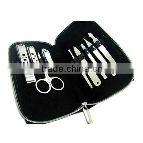 9pcs stainless steel manicure set shining colorful pouch luxury manicure set
