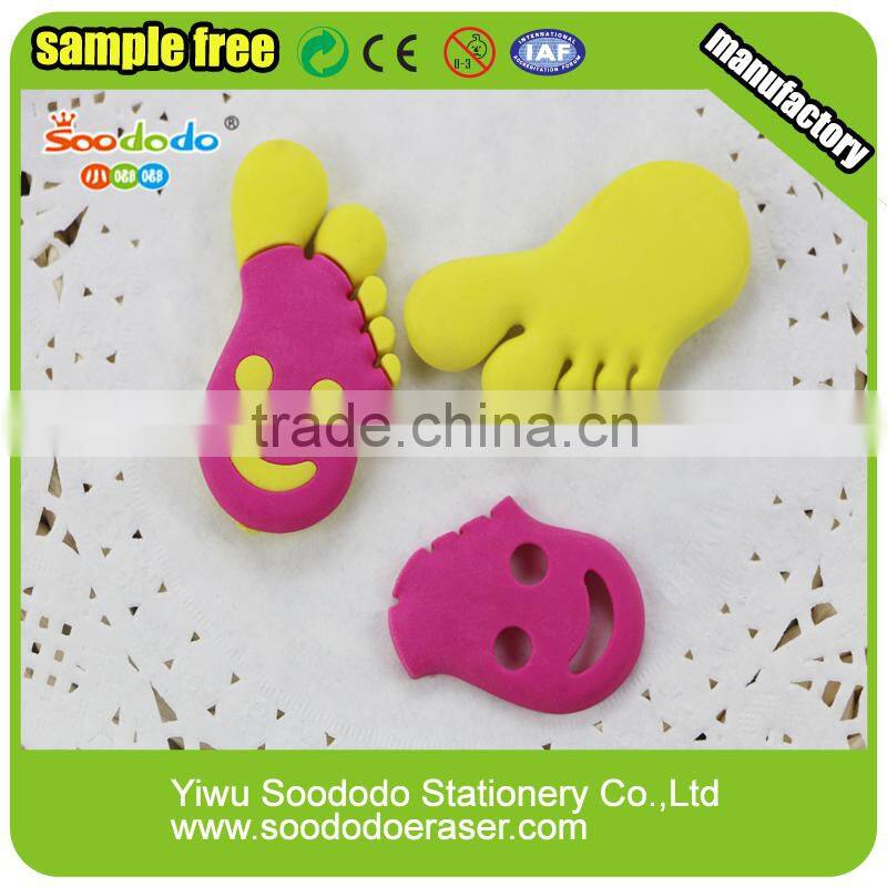 Toy Footprint shaped 3D rubber erasers for children