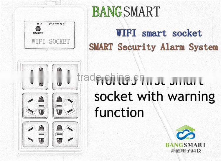 APP Remote Control 3 Outlets 6 Plugs Extension Home Alarm Smart WiFi Power Socket Compatible with 16pcs 315Mhz OR 433Mhz Sensors