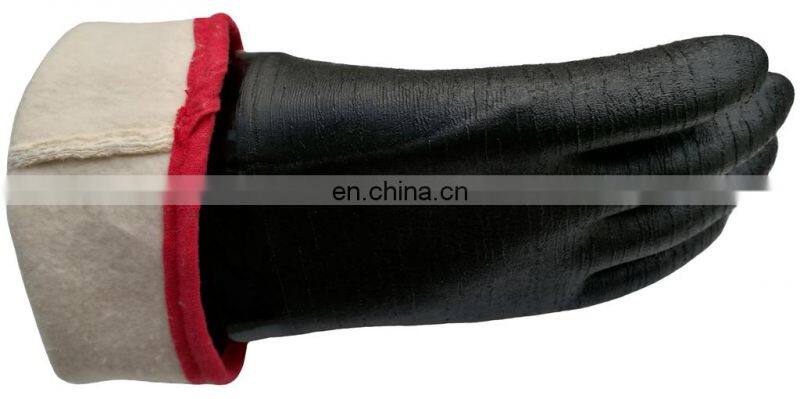 Long Cuff 500 Degree Black Cotton Lined Neoprene Industrial Kitchen Oven Frying Heat Resistant Gloves