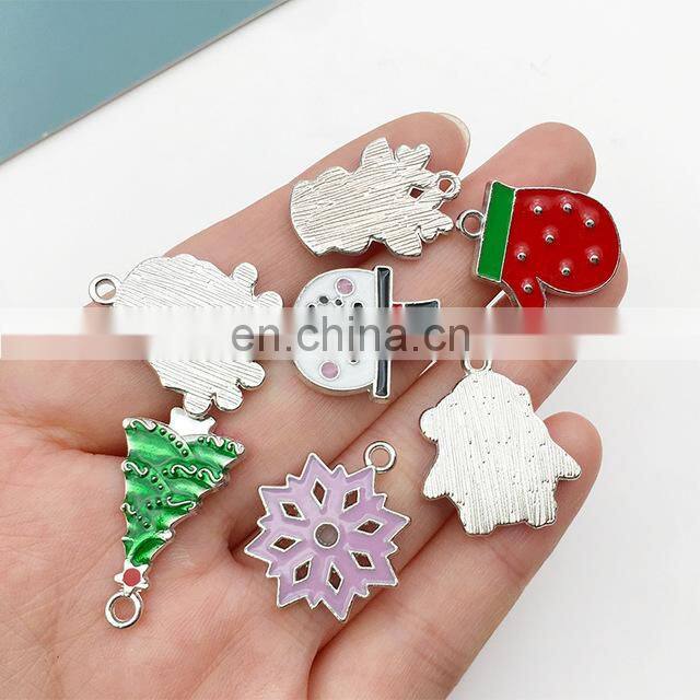 20Pcs/Set New Christmas Charms Pendants Enamel Bracelet Party Home Metal Craft Decoration Tree Hanging DIY Jewelry Accessories