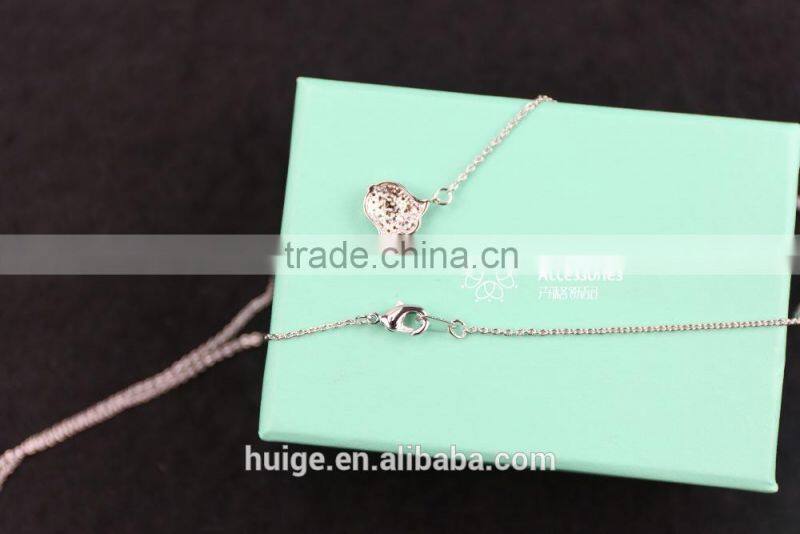 2015 New fashion rhodium plated necklace with a rose shape pendant