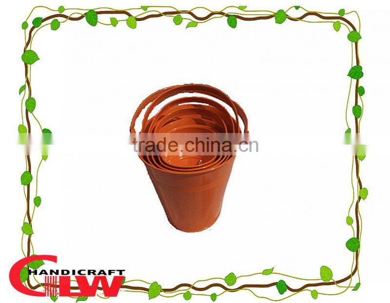 new products, set of 4 iron bucket with handle ,storage buckets,color: orange