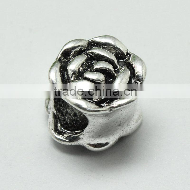 Pdora Jewelry Accessories, Rose Shape DIY Zinc Alloy Hanging and Slider Beads