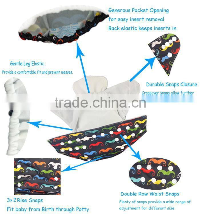 AnAnBaby Pocket Cloth Diaper Double Row Snaps Diapers