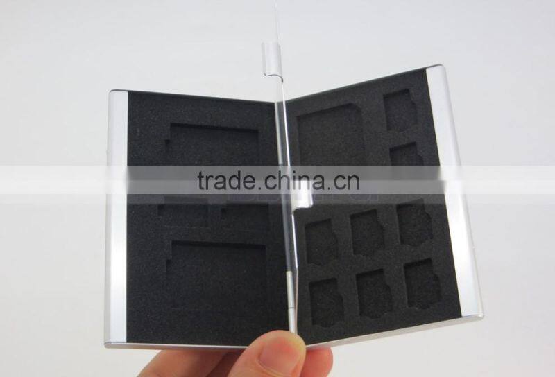 Silver Aluminum Memory Card Case COVER for MicroSD Card SD SDHC CARD 10TF+3SD Card Case