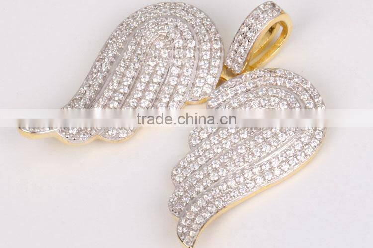 925 Sterling Silver Necklace Cz Angel Wing Religious Pendant Necklace