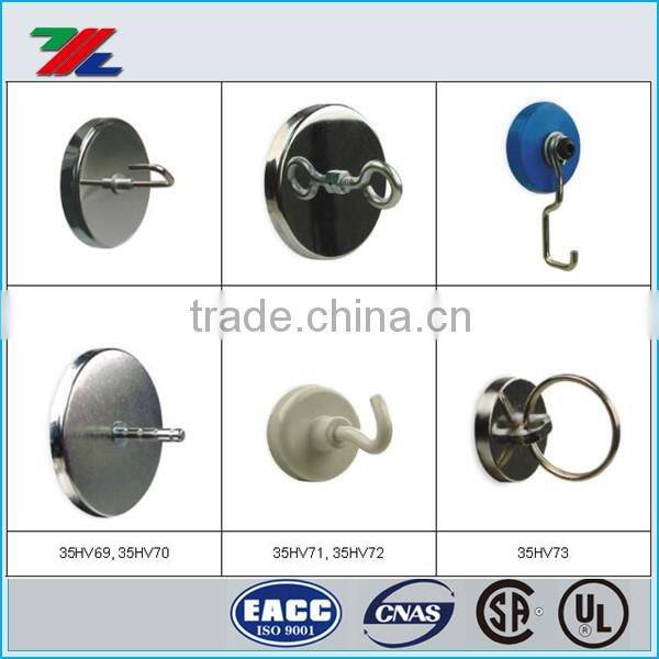 Ferrite 80mm Dia.Magnetic Mount Hook,57lb Chrome Plated