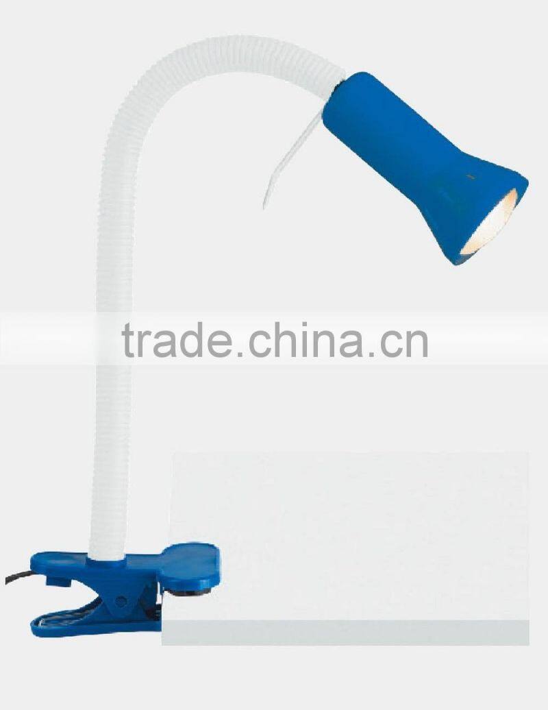blue color clip desk lamp reading lamp,bedroom reading lamp suit for LED