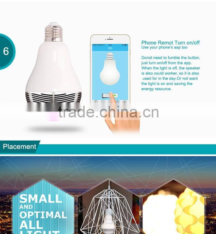 selling well 3W Global Bulb Type and White+RGB Color smart control bluetooth light lamp