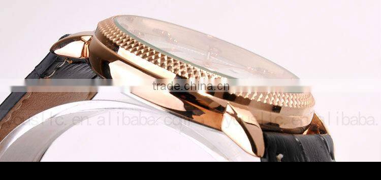 Stainless steel Automatic Leather Strap Men Wrist Watch