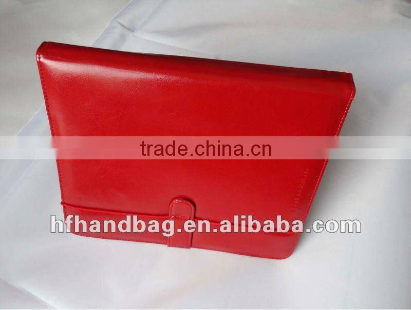 PU Bright red Flat computer&To get on the Internet package leather bag