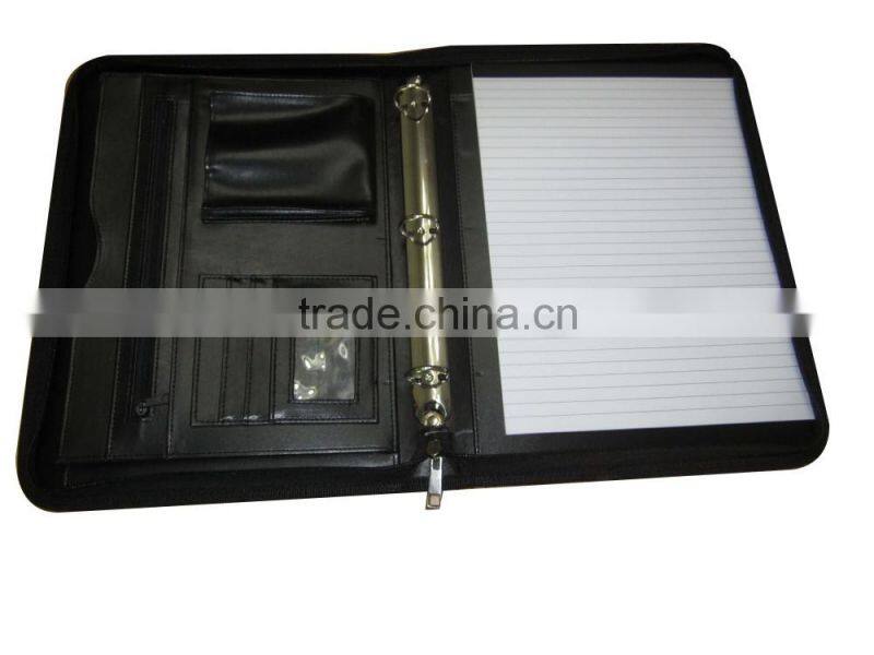 A4 Size Leather Bound 3 Ring Binder Compendium With Notepad