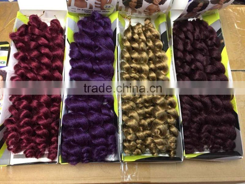 2X Bounce Twist crochet wand curl braid hair extensions afro kinky synthetic braiding hair jumbo crochet twist box braids hair