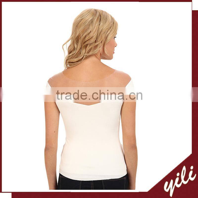 new model Off-the-shoulder look with cap sleeves t shirt women's blouse