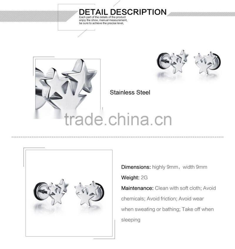 Fashion Jewelry And Accessories Three Star Gold European Style Earrings