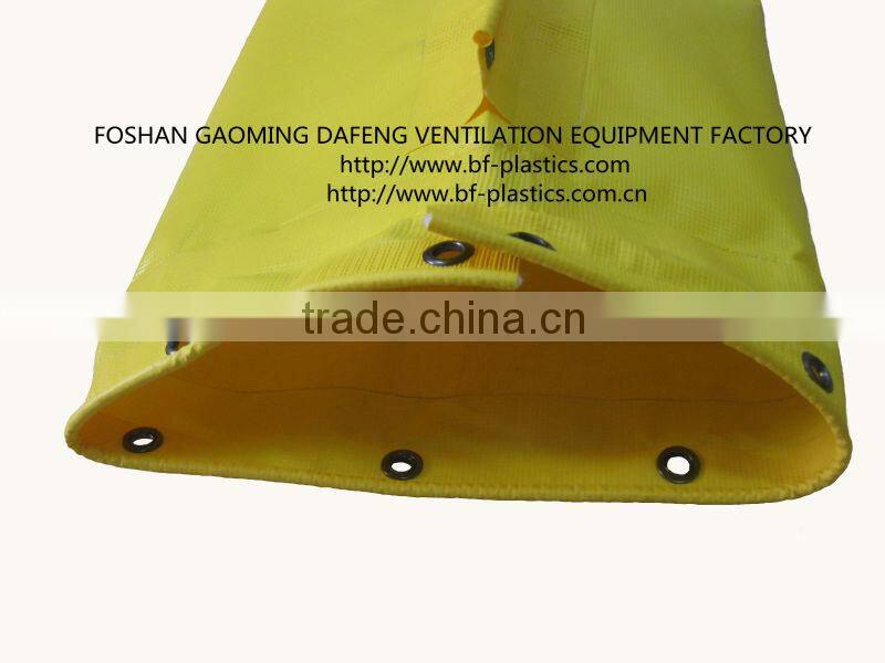 680GSM fire resistant yellow strong PVC tunnel vent duct with snap hooks