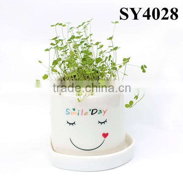 Energy little white man growing grass doll