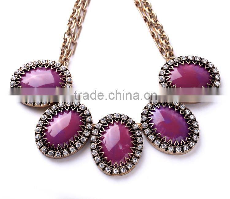 New Design Hot Sale Fashion oval heavy statement necklace, zinc alloy plated necklace, old fashioned necklaces