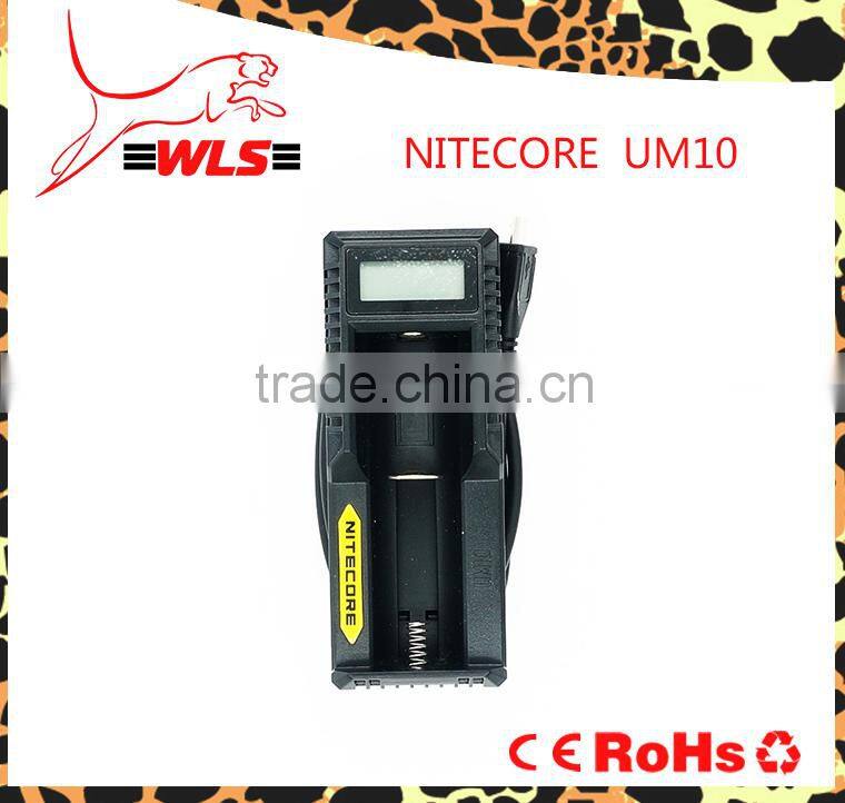 Wlspower Nitecore UM10 LCD screen black single charger UM10 18650 li-ion battery charger aaa aa ni-mh battery charger