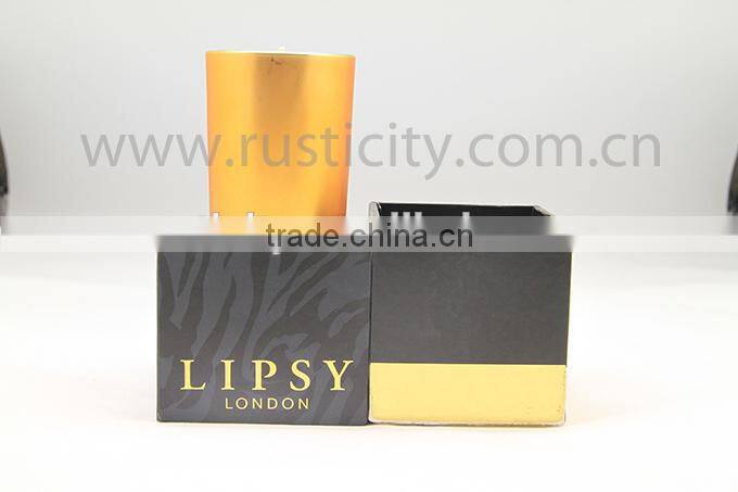 Flameless item scented soy candle in gold class jar
