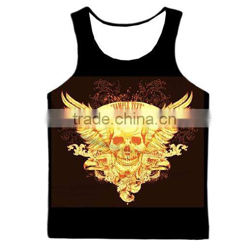 wholesale 100% polyester full printed mens gym singlets workout tank tops , custom made mens gym clothing , mens gym wear